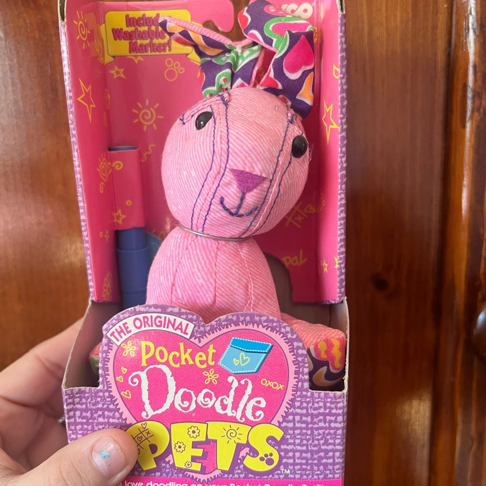 1996 Tyco Pocket Doodle Pets Bunny Plush Stuffed Animal.